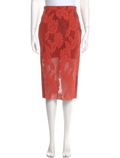 Pre-owned Msgm Lace Pattern Knee-length Skirt In Orange