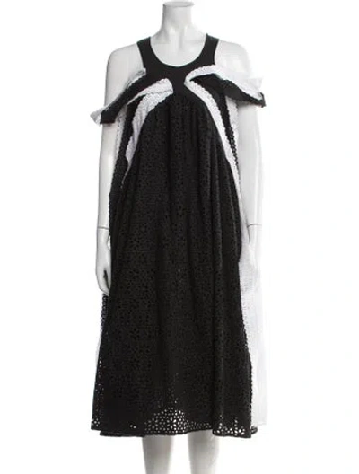 Pre-owned Msgm Lace Pattern Midi Length Dress In Black