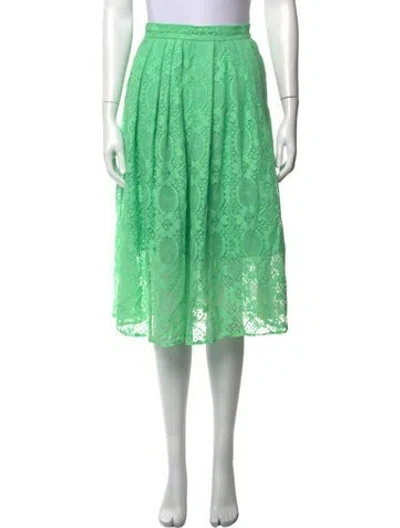 Pre-owned Msgm Lace Pattern Midi Length Skirt In Green
