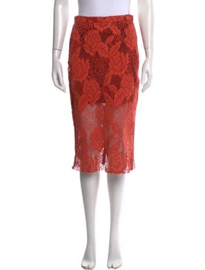 Pre-owned Msgm Lace Pattern Midi Length Skirt In Orange