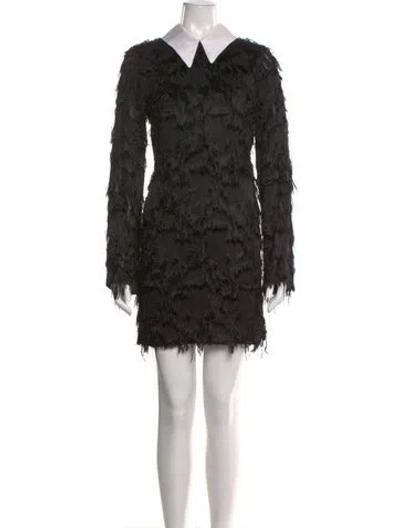 Pre-owned Msgm Lace Pattern Mini Dress In Black