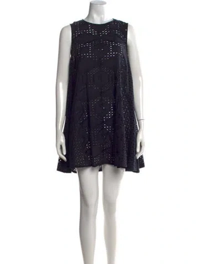 Pre-owned Msgm Lace Pattern Mini Dress In Black