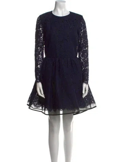 Pre-owned Msgm Lace Pattern Mini Dress In Blue