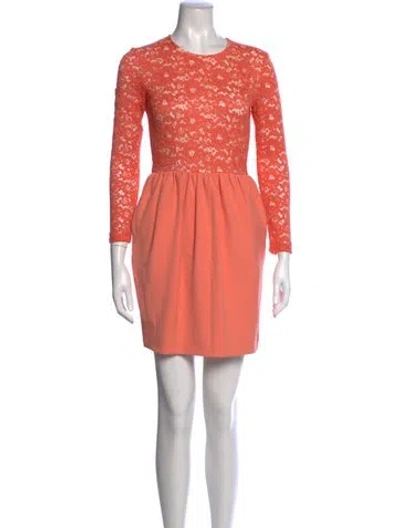 Pre-owned Msgm Lace Pattern Mini Dress In Orange