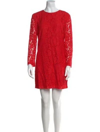 Pre-owned Msgm Lace Pattern Mini Dress In Red