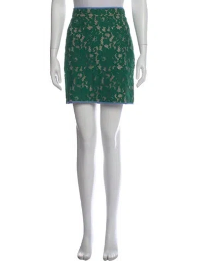 Pre-owned Msgm Lace Pattern Mini Skirt In Green