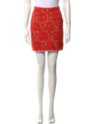 Pre-owned Msgm Lace Pattern Mini Skirt In Orange