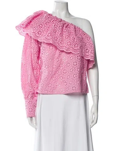 Pre-owned Msgm Lace Pattern One-shoulder Blouse In Pink