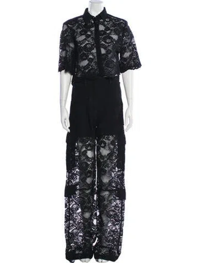 Pre-owned Msgm Lace Pattern Pant Set In Black