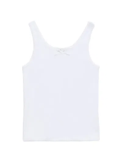 Msgm Lace-trim Bow Top In White