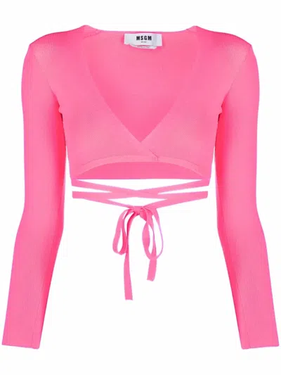 MSGM LACE-UP CROPPED TOP