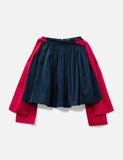 Msgm Lace Up Pleated Skirt In Blue/蓝色/藍色/블루/ブルー