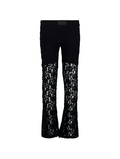 Msgm Kids' Lace-panelled Flared Trousers In Black