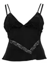 Msgm Lace-trim Acetate Blouse In Black