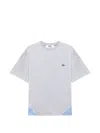 Msgm Lace-trim Logo-embroidered T-shirt In Grey