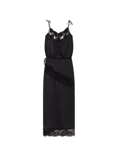 Msgm Lace-trim Maxi Dress In Black
