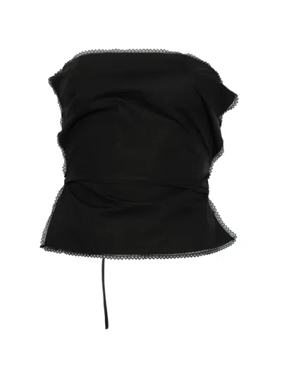 Msgm Lace-trim Tie-fastening Top In Multi