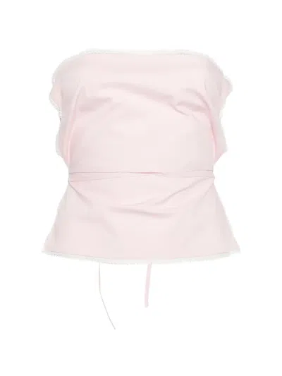 Msgm Lace-trim Tie-fastening Top In Multi