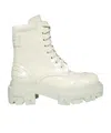 Msgm Lace-up Platform Ankle Boots In White