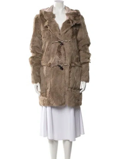 Pre-owned Msgm Lamb Fur Faux Fur Coat In Brown