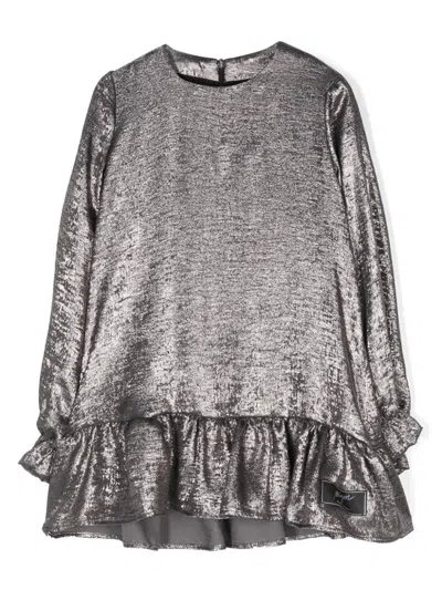 Msgm Kids' Lamé Dress In Silver