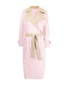 Msgm Lapel Belt Trench Coat In Pink