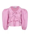 Msgm Lapel Bow Shirt In Pink