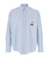 Msgm Lapel Long-sleeved Shirt In Blue