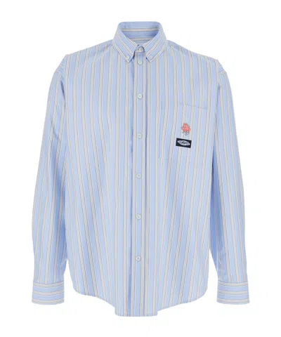 Msgm Lapel Long-sleeved Shirt In Blue