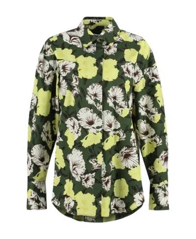 Msgm Lapel Shirt In Green