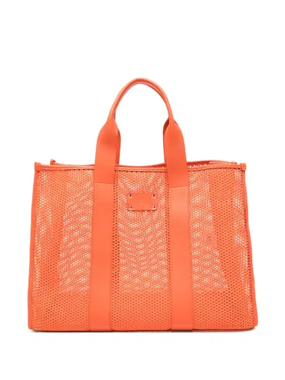 Msgm Large Logo-detail Tote Bag In Orange