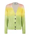 Msgm Cable Knit Gradient Cardigan In Green