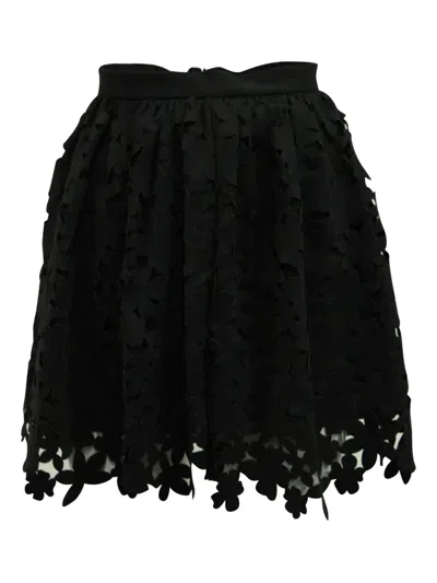 Pre-owned Msgm Laser-cut Floral Mini Skirt In Black