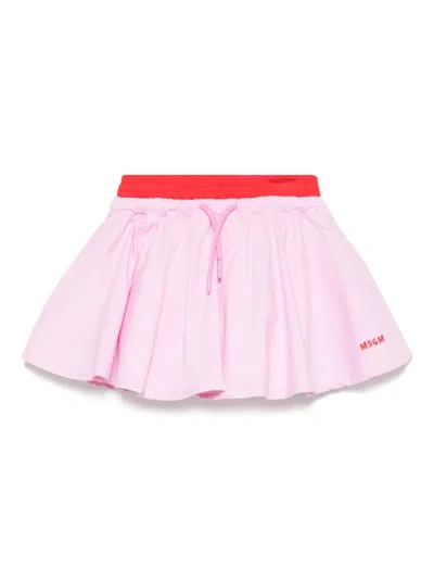 Msgm Kids' Layer-detailed Mini Skirt In Pink
