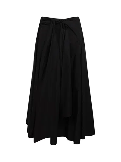 Msgm Layered Detailed Poplin Midi Skirt In Black