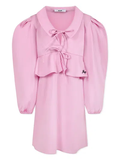 Msgm Kids' Layered Dress In Pink