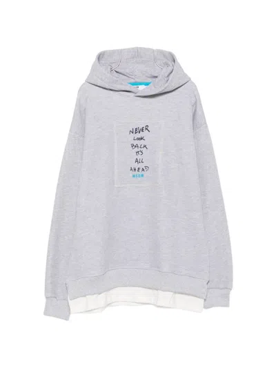 Msgm Kids' Layered Effect Hoodie In Gray