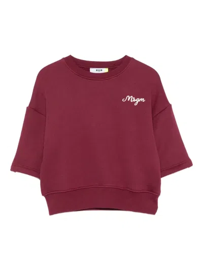 Msgm Kids' Layered Logo Sweatshirt In Red