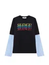 Msgm Layered Slogan-print T-shirt In Black