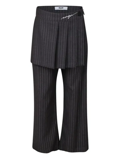 Msgm Kids' Layered Trousers In Grey