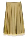Msgm Layered Tulle Midi Skirt In Yellow