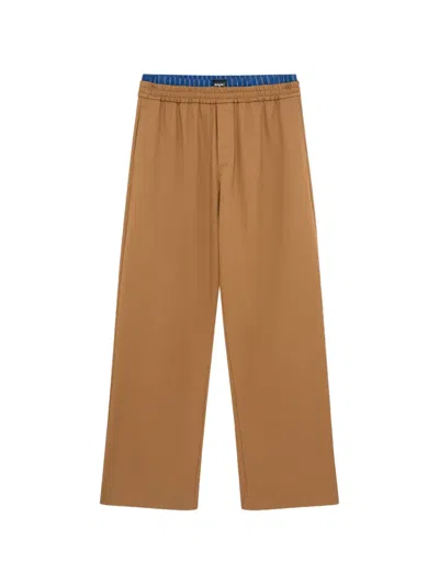 Msgm Layered-waistband Straight-leg Trousers In Blue