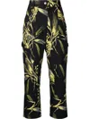 Msgm Leaf-print Trousers In Black