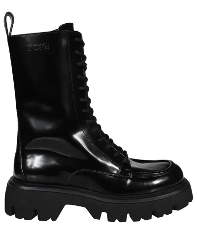 Msgm Leather Boots In Black