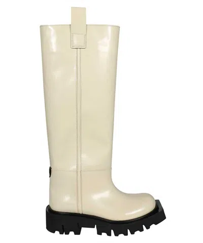 Msgm Leather Boots In White