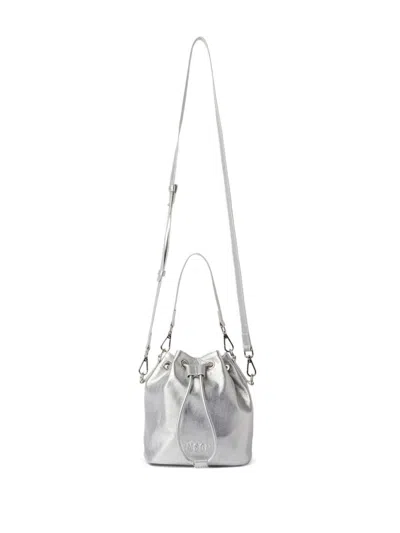 Msgm Leather Bucket Bag In Black