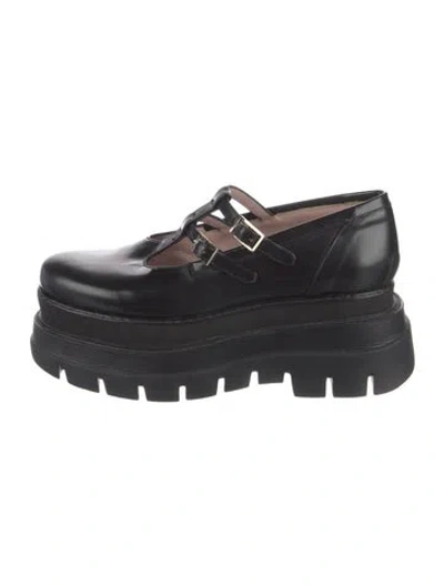 Pre-owned Msgm Leather Oxfords In Black