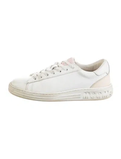 Pre-owned Msgm Leather Sneakers In White