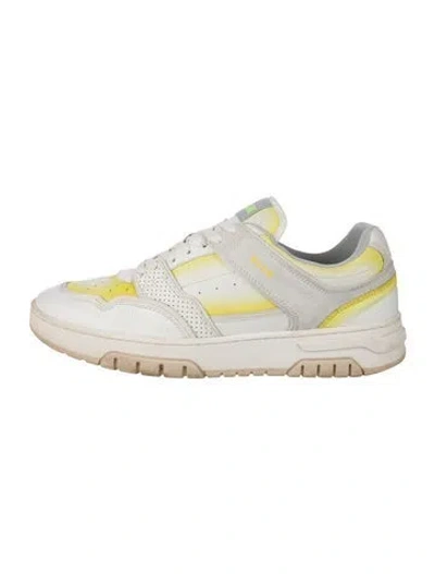 Pre-owned Msgm Leather Sneakers In White