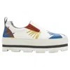 Msgm Leather Starburst Patchwork Point Toe Platform Sneaker In White